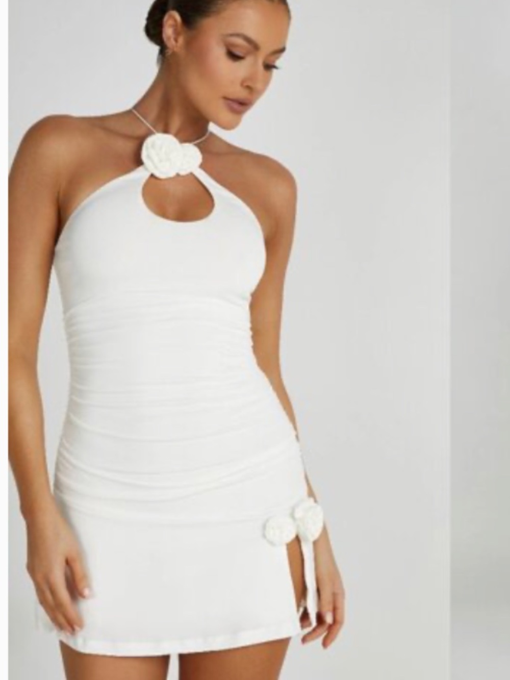 Meshki Adeline White Halter Mini Dress Sz XL